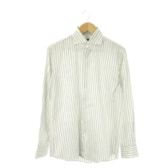 シーケーカルバンクライン ck Calvin Klein ワイシャツ Yシャツ L 白 ホワイト ホリゾンタルカラー 長袖 ストライプ柄 /AO33 ■GY99のサムネイル