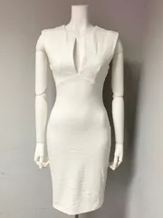 1315 ERUKEI エルケイ キャバクラ ドレス ミディ ノースリーブ タイト Vネック 無地 シンプル 伸縮性 キャバドレス F