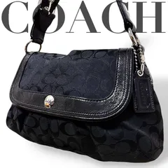 ☆★美品★COACH　コーチ★ショルダーバッグ　ワンショルダー　ソーホー　シグネチャー　フラップ　Y2K　肩掛け　チャーム　キャンバス　レザー　ブラック★♯2437
