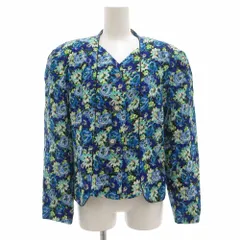 ハーディエイミス HARDY AMIES ジャケット ノーカラー 花柄 総裏地 9 青 ブルー 緑 グリーン /GVのサムネイル