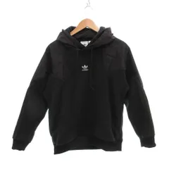 アディダスオリジナルス adidas originals 美品 パーカー ロゴ刺繍 サイドライン M 黒 ブラック /SJ ■GY06