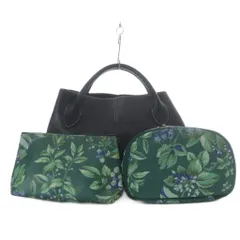 ローラアシュレイ LAURA ASHLEY トートバッグ ハンドバッグ レザー ポーチ付き ネイビー /YO4