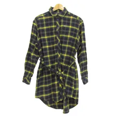トミージーンズ シャツワンピース トップス 長袖 チェック柄 レディース XSサイズ 黄×茶×紺 TOMMY JEANS 【中古】