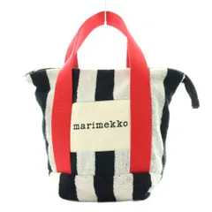 マリメッコ marimekko MARIMADE FROTEINEN ハンドバッグ ストライプ柄 黒 ブラック 白 ホワイト 赤 レッド /AN12のサムネイル