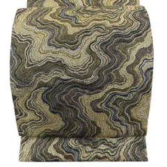 【美品】 袋帯 秀品 幾何学模様 箔 金糸 金色 六通 正絹 【中古】