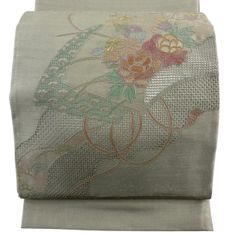 ぼーる 様専用O中古美品 袋帯 夏物 絽地 丸に花模様 白□N80519-25