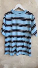 新品 UNIQLO ブルー ストライプ Tシャツ