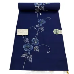 浴衣 優品 浴衣 朝顔 紺色 綿 【中古】