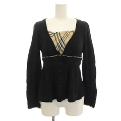 バーバリーブルーレーベル BURBERRY BLUE LABEL カットソー カーディガン ノバチェック 長袖 38 黒 ブラック /☆G