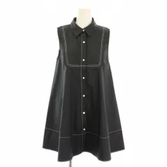 ジルスチュアート JILL STUART フレアワンピース ミニ丈 ノースリーブ レギュラーカラー M 黒 ブラック /BB ■ECB001