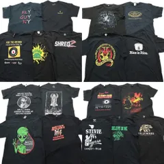 古着卸 まとめ売り 黒ボディ プリント Tシャツ 18枚セット ( メンズ L ) ワンポイント バンド 企業系 中古 古着 NE3789