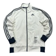 (即配) アディダス アイボリー デニム 3本線 トラックジャージ