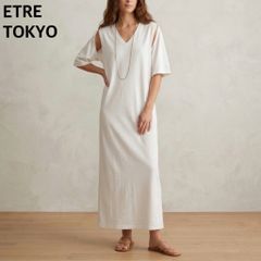 24SS ETRE TOKYO スリーブレスコクーンワンピース ホワイト 洗える 