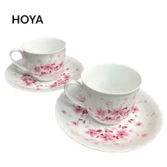 ●棚番号TA-1 未使用　長期保管　HOYA カップ＆ソーサー ペア　2客セット　保谷　WHITE SHADOW フラワー　コーヒーカップ　 ティーカップ