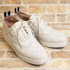 スタッカート STACCATO ☆ スエードレザー レースアップシュース 革靴 24.0 厚底 白 ホワイト系のサムネイル