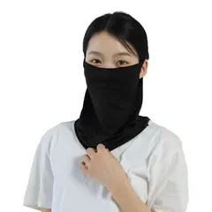 【新品】 [MKY factory] 2枚セット 接触冷感 フェイスカバー UVカット 耳かけタイプ レディース 日焼け対策 ネックガード 自転車 ランニング NS-FC（ブラック） 1のサムネイル