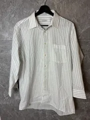 【USA製】クリスチャンディオール ストライプシャツ L 白 青 ゆるだぼ Christian Dior 長袖シャツ アメカジ ビンテージ 00s レギュラー 古着 us古着 アメカジ