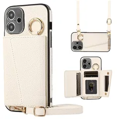【新品】 TENSIK iPhone 16 用の ケース 手帳型 肩掛け アイフォン16 用の ショルダー スマホケース いphone16 用の カバー PUレザー 首掛け 斜めかけ マグネット式 ICカード収納 鏡付き 写真入りポケット 調節可能な 携帯 1