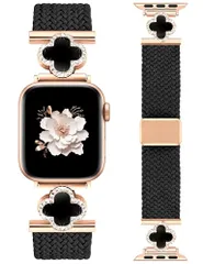 コンパチブル Apple Watch バンド 編み込み ナイロン 38／40／41／42／44／45／46／49mm アップルウォッチ バンド マグネット レディース あっふウォッチ 交換ベルト 伸縮性 おしゃれ 四つ葉のクローバー スポーツベルト for k