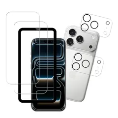 【新品】 HKKAIS iPhone 17 Pro max に適合する フィルム【2+2 枚セット】ガイド枠付き 日本製硝子採用 iPhone 17 Pro max 用の ガラスフィルム カメラフィルム 強化 ガラス 液晶画面 保護フィルム