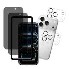 【新品】 HKKAIS 左右の視野 のぞき見防止 iPhone 17 Pro max 用の 覗き見防止 ガラスフィルム 日本製硝子採用 強化 ガラスカメラフィルム 液晶画面 保護フィルム【2+2枚入り+ガイド枠付き】