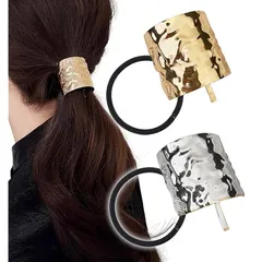 【新品】 [Herbeluemily] ポニーフック 髪飾り メタル ヘアゴム ヘアタイ ヘアカフ バレッタ ヘアクリップ 髪留め ゴールド＋シルバー HM-0137-R04-GDSV 1
