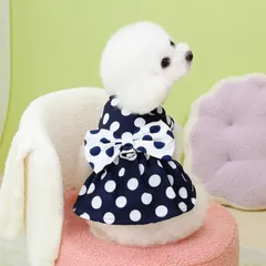 犬服 ワンピース 春夏 通気 お姫様 ドレス スカート 可愛い 袖なし 水玉柄 犬の服 ペット服 柔らかい 綿製 蝶結び ペット洋服 可愛いワンピース 犬 服 猫 服 小型犬 中型犬 洋服 記念撮影 脱毛保護 (ブルー, M)