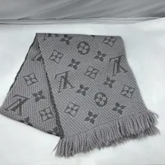 【中古】LOUIS VUITTON エシャルプ・ロゴマニア マフラー 413287 ルイヴィトン ウール シルク グレー[19]