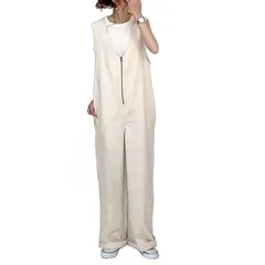 【新品】 [7-livehouse] オールインワン レディース サロペット オーバーオール ワイドパンツ Vネック ロングパンツストレート サスペンダーズボン サロペットパンツ ガウチョパンツ ドレスつり ゆったり 大きいサイズ 春夏秋冬 1