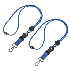 【新品】 [PATIKIL] 耐久性に 丸ひもラニヤード2個セット、取り外し可能なバックル付き調整可能な長いキーホルダーネックストラップ カードキーIDバッジホルダー用、ブルー 1
