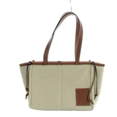 ロエベ LOEWE クッショントート ハンド レザー ウール アナグラム ロゴ 茶 ブラウン ■GY18 /MQ ■OH