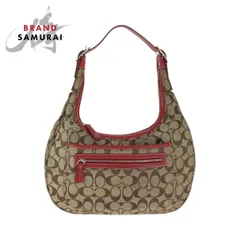 COACH コーチ シグネチャー ブラウン ベージュ レッド キャンバス/レザー K1K-6070 ショルダーバッグ レディース 600253【中古】