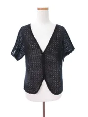 スピック&スパン Spick&Span Impression de Paris カーディガン ニット 半袖 レース モヘヤ 黒 ブラック /tk