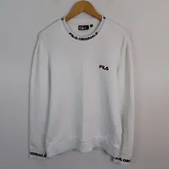 00s FILA フィラ スウェット ロゴ刺繍 ホワイト Lサイズ メンズ 古着 ストリート スポーツMIX