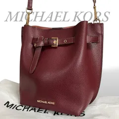 【MY0628】MICHAEL KORS マイケルコース EMILIA エミリア バケット ショルダーバッグ レザー 斜め掛け 肩掛け ボルドー レディース