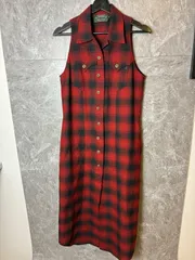 【極希】90s ポロカントリー バッファローチェック ワンピース 9 赤 黒 00s ポロラルフローレン RRL ヴィンテージ ロング レギュラー 古着 us古着 アメカジ