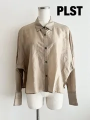 【2025年製】PLST　プラステ　2025年モデル シアークロップドシャツ　～XSサイズ　ブラウン　大人　綺麗め　お出掛け　送料込み　6466212
