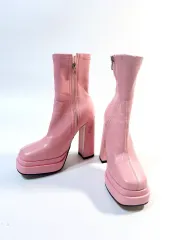 ピンク フラットフォーム アンクルブーツ 厚底ブーツ 240