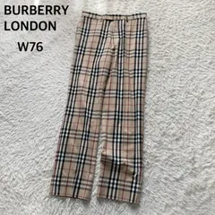 バーバリーロンドン BURBERRYLONDON 日本製 綿 コットン ノバチェック柄パンツ ズボン トラウザーズ ストレート センタープレス ベージュ キャメル W76 メンズ デイリー お出かけ 休日 トラッド レトロ ヴィンテージ 美品のサムネイル