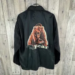 OLD Bear NEW YORK USA 90s ベアー ブラック ボタン ナイロン コーチジャケット ジャージ トラックジャケット メンズ M サイズのサムネイル