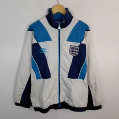 90s UMBRO アンブロ ナイロンジャケット　イングランド代表 フルジップ ホワイト Lサイズ メンズ 古着 スポーツMIX ストリート テック系