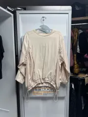 オーバーサイズ 77までゆったり可能シャーリング 薄い 長袖Tシャツ