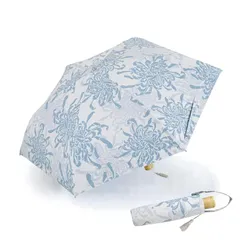 【新品】 小川(Ogawa) 折りたたみ 晴雨兼用日傘 手開き 50cm 河馬印本舗 菊(浅縹/あさはなだ) UVカット率＆遮光率99％以上 遮熱効果 はっ水 安全カバー付き 0