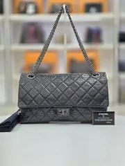 シャネル 2 55 ヴィンテージ メタル ブラック シルバー チェーン ショルダーバッグ A37590