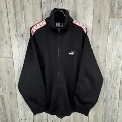 OLD PUMA 90s プーマ ブラック ハイネック スタンドネック フルジップ ラグラン ジャージ トラックジャケット メンズ XL サイズ