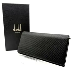【 箱付／美品 】dunhill　ダンヒル　シャーシ　ロングウォレット　カーボン調レザー　長財布　ブラック