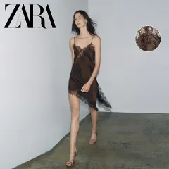 ZARA ザラ zw コレクション サテン アシンメトリー レース スリップ ONE PIECE アイボリー xs