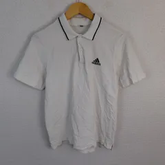 adidas アディダス ポロシャツ ロゴ刺繍 ホワイト Lサイズ メンズ 古着 スポーツMIX シンプル