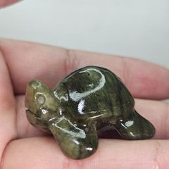 天然石⭐見事なキラキラ シラー⭐アマゾナイト⭐亀☆カメさん☆彫刻