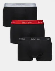 カルバンクライン メンズ アンダーウェア トランクス ローライズ コットン Calvin Klein Icon Cotton Stretch 3 pack low rise briefs with blackgrayred waistband Multi マル